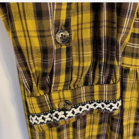 Anthropologie Yellow Plaid Long Sleeve Dress - Picture 6 of 9